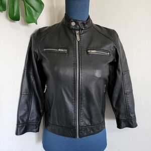 Black Rivet Faux Leather Moto Jacket